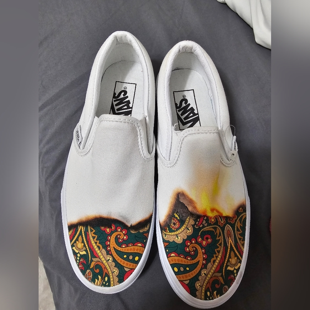 New Vans Burnt Paisley Slip-On Shoes
